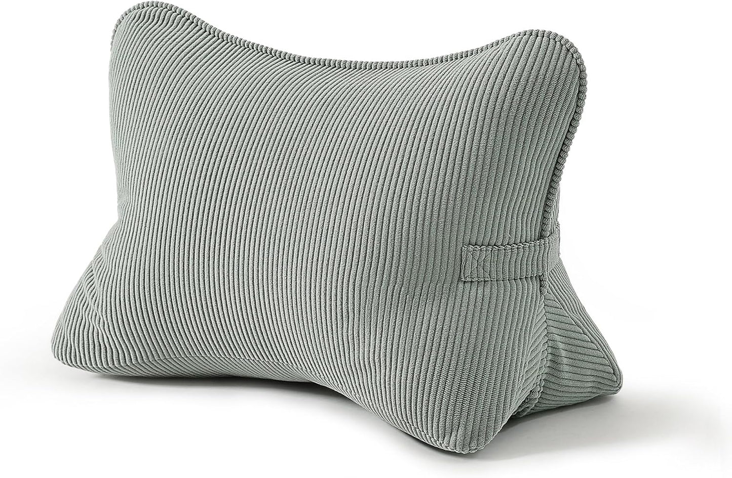 Pat. Pend. Corduroy Lumbar Support Back Pillow for Watching TV, Reading & Gaming, Ergonomic Triangle Support Cushion for Sofa, Armchair & Bed Sitting, Removable Washable Cover, Beige Gray