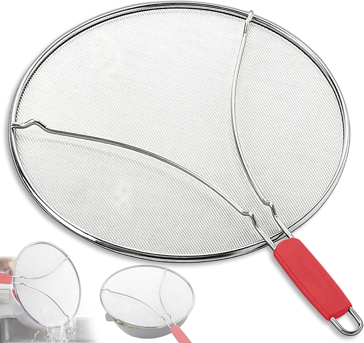 Splatter Screen for Frying Pan,Silicone Grease Splatter Guard, Heat-Resistant Splatter Guards for Cooking,Dishwasher Safe (9.8", 11.4", 13")