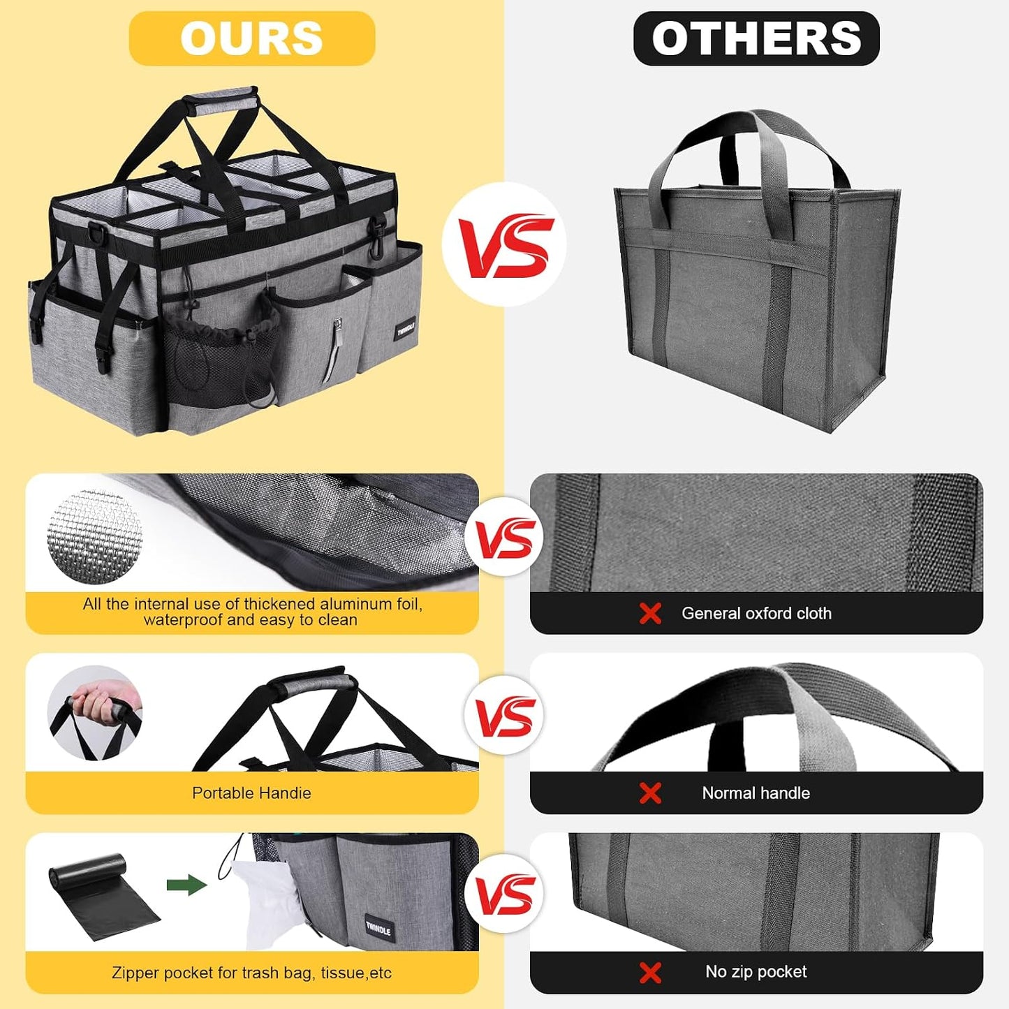Extra Large Cleaning Caddy Bag with Built-In Support Board, Cleaning Tote Organizer with Removable Divider, Supply Carryall with Adjustable Shoulder Strap and Waist Belt for Cleaners & Housekeeper