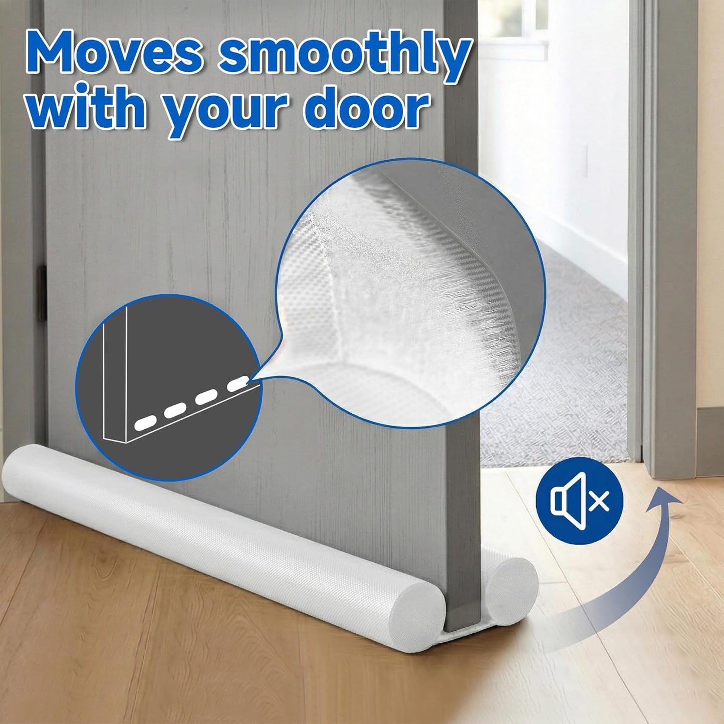 MAXTID Under Door Draft Stopper for Bottom of Doors 38" Black | Door Blocker Noise Reduce Light Cold Air Guard Breeze Sound Proof Door Sweep Door Seal Insulation Strip Gap Filler