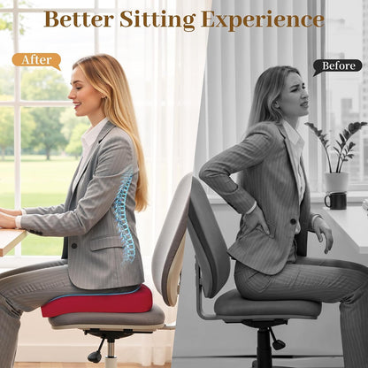 TranquilRelax Memory Foam Seat Cushion for Office Chair, 3-Inch, Black | Medium-firm Support for Long Sitting, Washable Mesh Cover, Non-slip Base, Perfect for Car Seats & Short Drivers