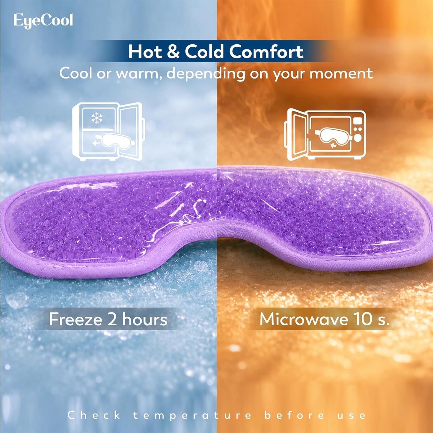 Boston Tech EyeCool Hot & Cold Gel Eye Mask, Reusable Cooling Eye Mask for Puffy-Looking & Tired Eyes, Flexible Gel Beads, Adjustable Strap, (Blue)