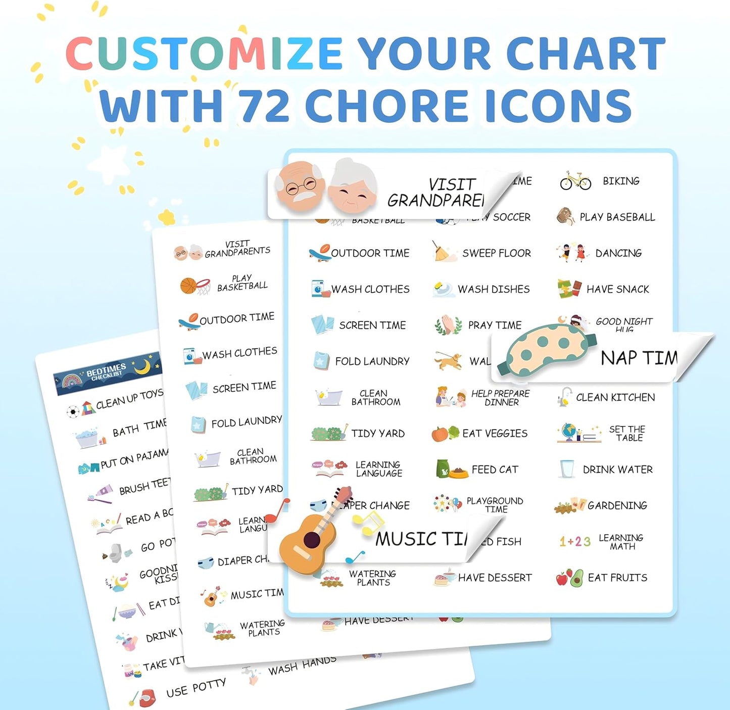 Upgraded Slider 4 in 1 Reward Chart for Kids, Reusable Bedtime/Morning/Daily Routine Chart for Kids, Magnetic Chore Chart for Kids Toddlers, Sticker Chart for Kids Behavior Chart for Kids at Home