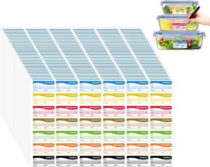 1680 Pcs 1" Square Day of The Week Labels, Removable & Writable Food Stickers in English/Español/Français for Restaurant Kitchen Containers and Inventory Management (Inches, 1 x 1)