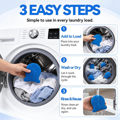 6 Pack Pet Hair Remover for Laundry, Reusable Washer & Dryer Lint Catcher for Dog & Cat Hair, Helps Reduce Fur on Clothes, Blankets, Bedding, Couch & Car Seats (Blue)