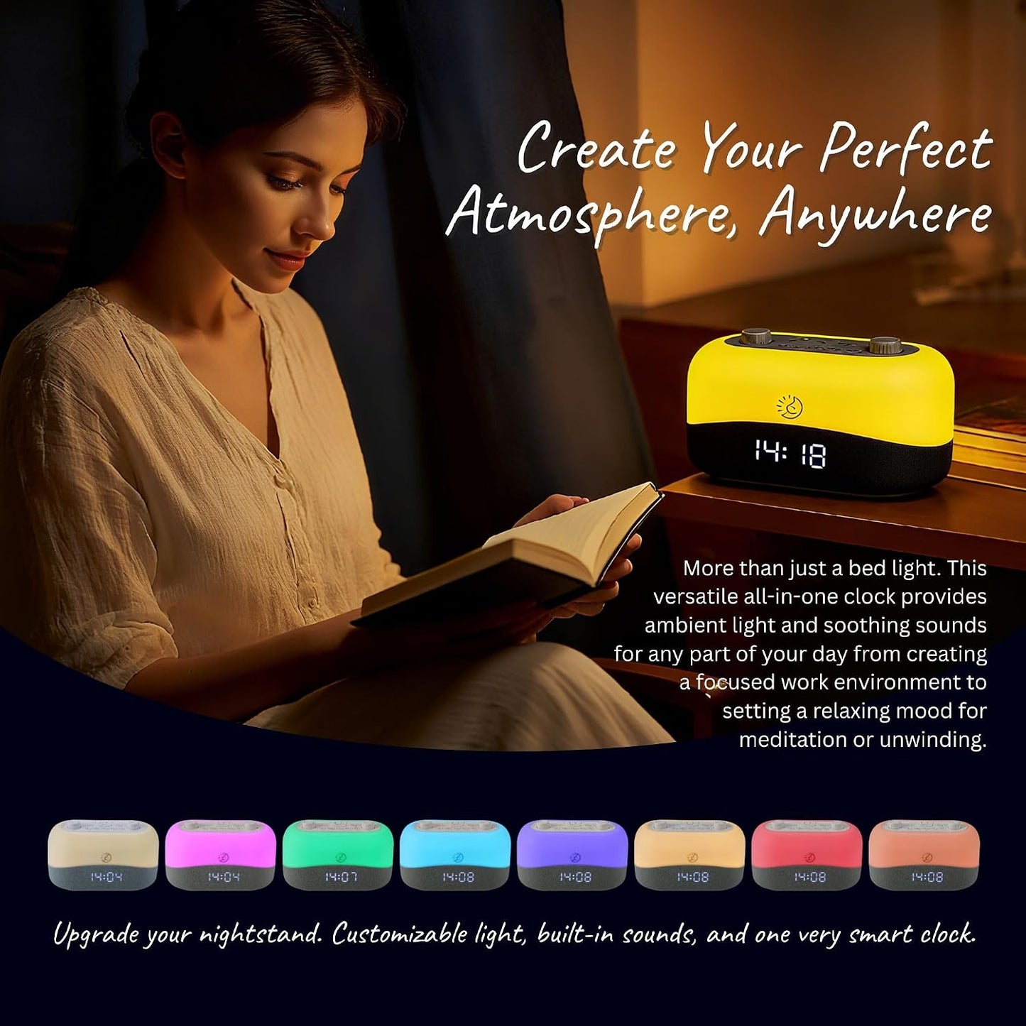 Sleep ZM White Noise Machine with 29 Sounds + 16 Colors Digital Alarm Clock & Amber Night Light for Blue Light Blocking, Gentle Wake Alarm, Sleep Timer & Memory Function for Adults & Kids