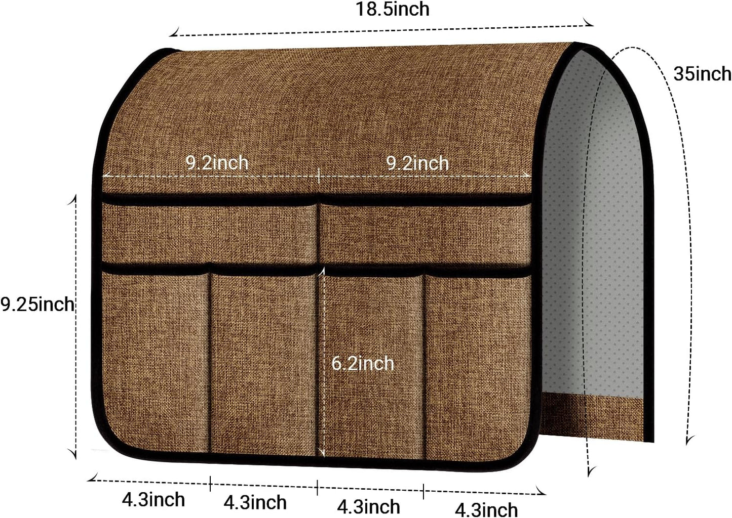 Armchair Caddy & Remote Control Holder for Couch & Recliner | Non-Slip Armrest Organizer with 6 Pockets for TV Remote, Phone, Tablet, Magazine & More, 19 x 35 Inches, Gray