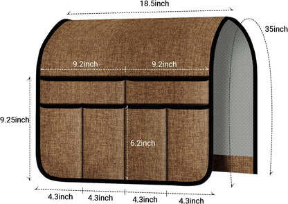 Armchair Caddy & Remote Control Holder for Couch & Recliner | Non-Slip Armrest Organizer with 6 Pockets for TV Remote, Phone, Tablet, Magazine & More, 19 x 35 Inches, Gray