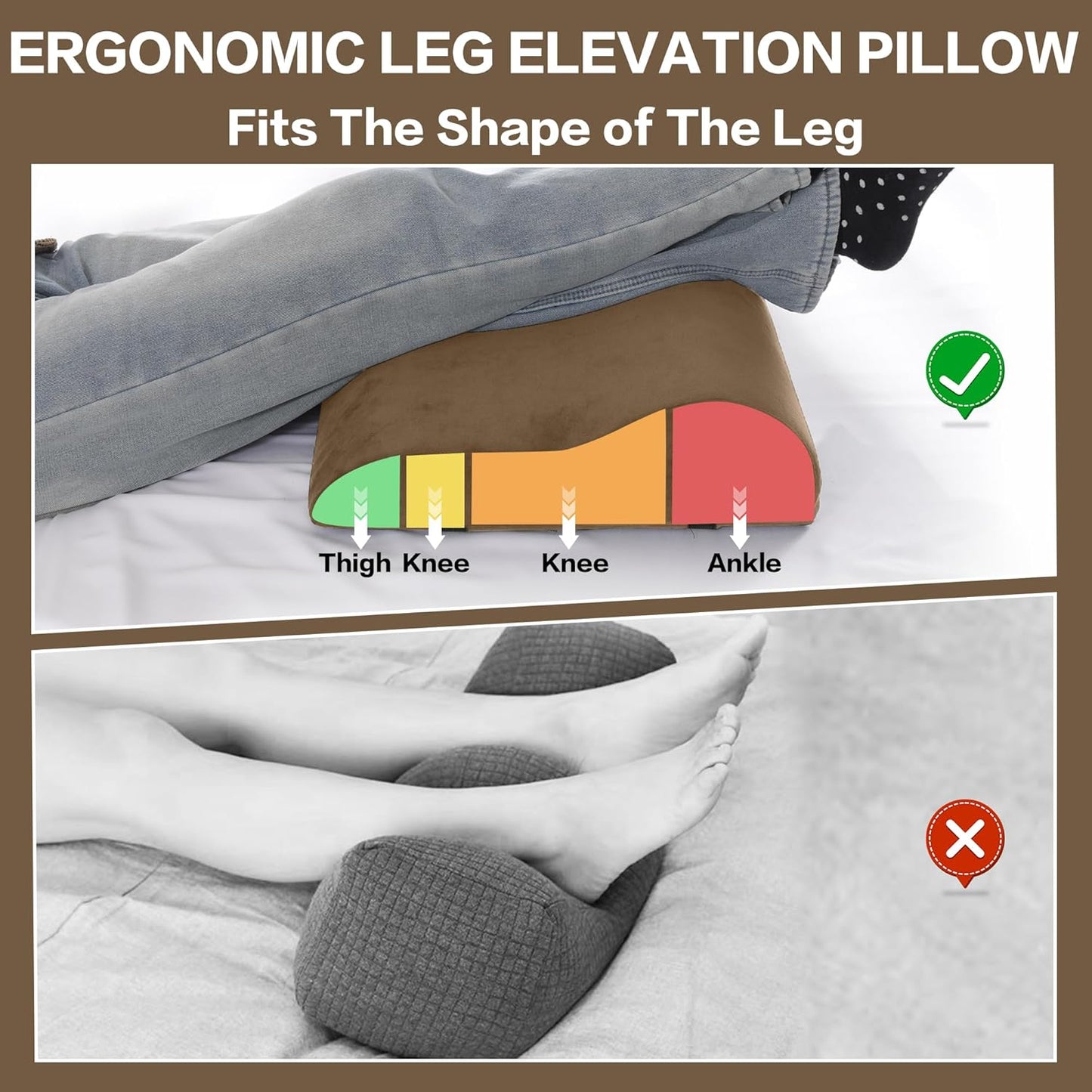 HOMBYS Extra Large Recliner Leg Pillow, Memory Foam Foot Rest Cushion Wave Shape Recliner Footrest Extender, Multi Purpose Back & Lumbar Support Pillow for Recliner, Bed, Sofa Couch,Grey