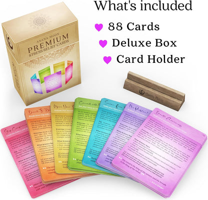 Asana Moon Stress Relief & Self Care Cards with Positive Affirmations - Calming Anti Anxiety Gift with Meditations