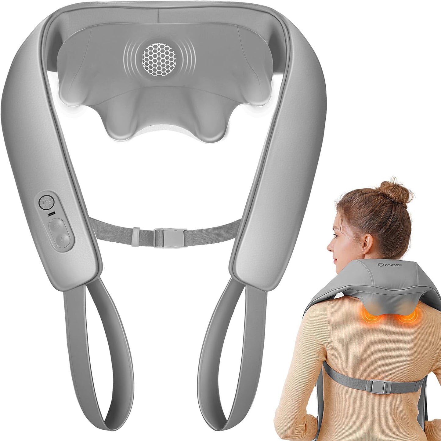 KNQZE Neck and Shoulder Massager with Heat, Cordless Back and Neck Massager, Upgraded Graphene Heating, 4D Shiatsu Deep Kneading Massage for Shoulder, Back,Leg,Pain Relief, Gift for Dad Mom (Black)