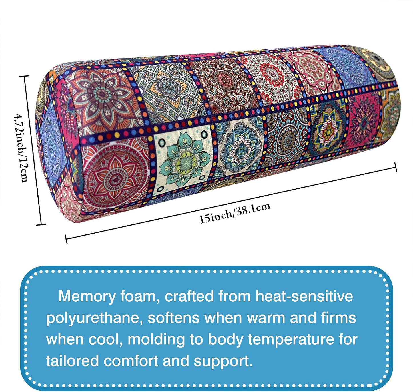 Neck Roll Pillow for Sleeping,Ergonomic Cylinder Tube Pillows for Cervical Spine and Neck Support,Versatile Roll Pillow for Bed,Office,and Travel,Memory Foam Bolster with Washable Cover
