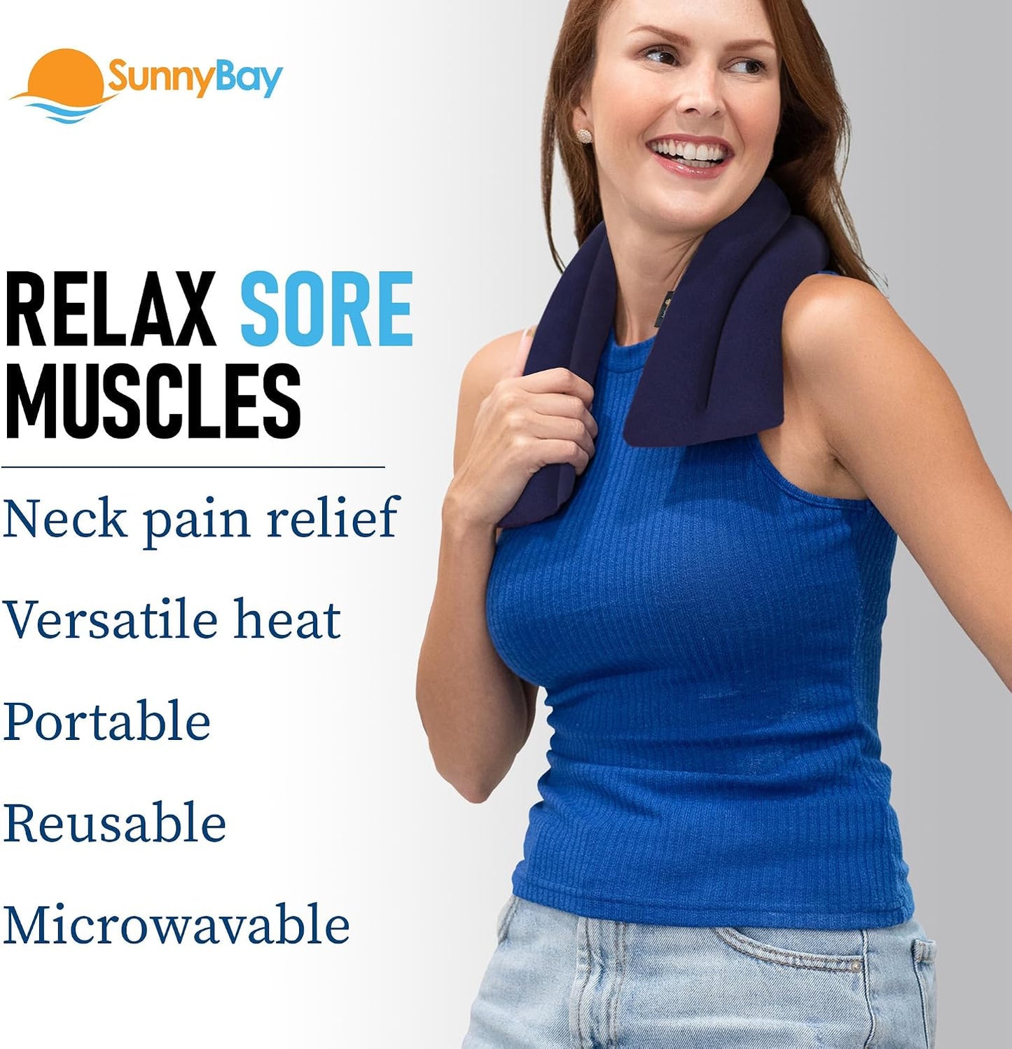 SunnyBay Microwavable Heating Pad for Neck and Shoulder, Heated Neck Wrap, Microwave Heat Pad, Weighted Beanbag Moist Hot or Cold Compress, 2.2 lbs, 26x4 Inches, Buffalo