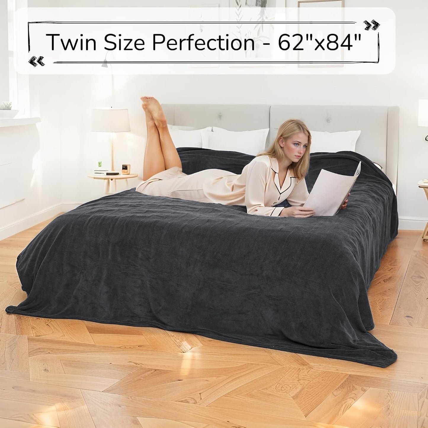 Electric Heated Blanket Full Size 72"x84" – Light Gray | ETL for Safe Overnight, 4 Heat Settings & 10H Auto Off, Dual-Sided Microplush Sherpa for Home Night, Machine washable