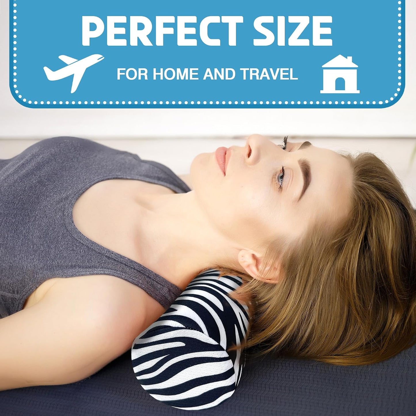 Neck Roll Pillow for Sleeping,Ergonomic Cylinder Tube Pillows for Cervical Spine and Neck Support,Versatile Roll Pillow for Bed,Office,and Travel,Memory Foam Bolster with Washable Cover