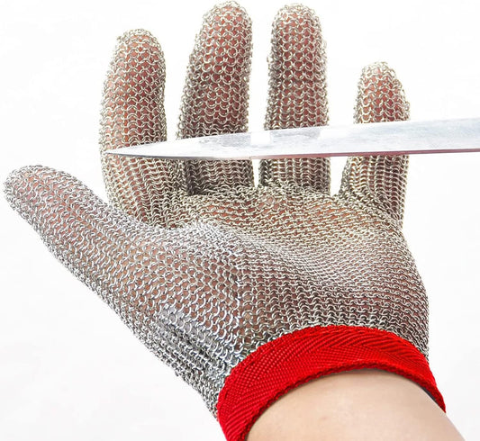 Dowellife Chainmail Glove, Cut Resistant Food Grade, Stainless Steel Mesh Metal Knife Cutting Glove for Butcher, Oyster Shucking Kitchen Mandoline Chef Slicing Fish Fillet (Medium)