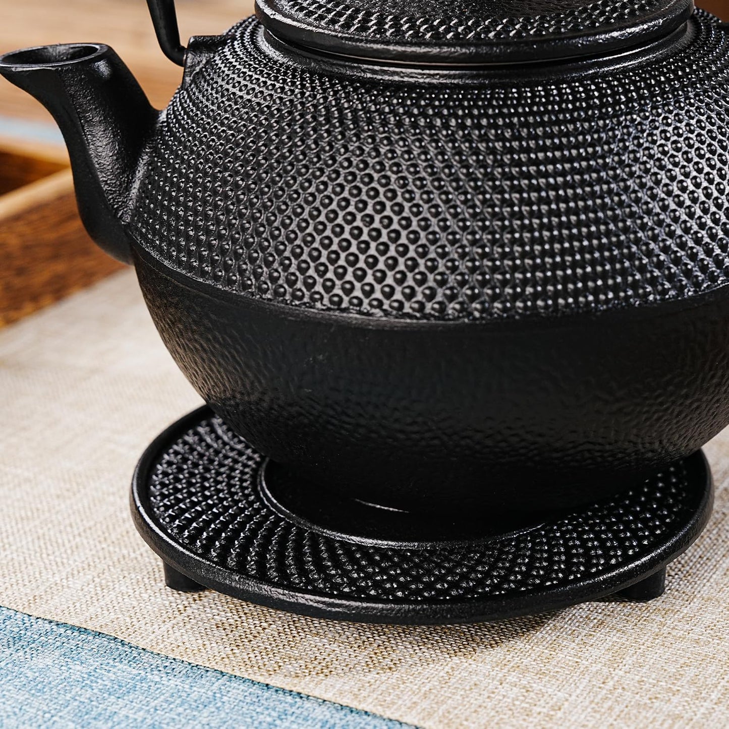 Sungmor Black Cast Iron Teapot Warmer - Base with Candle Holder | Heat Retaining Stand for Tetsubin or Glass & Ceramic Teapots