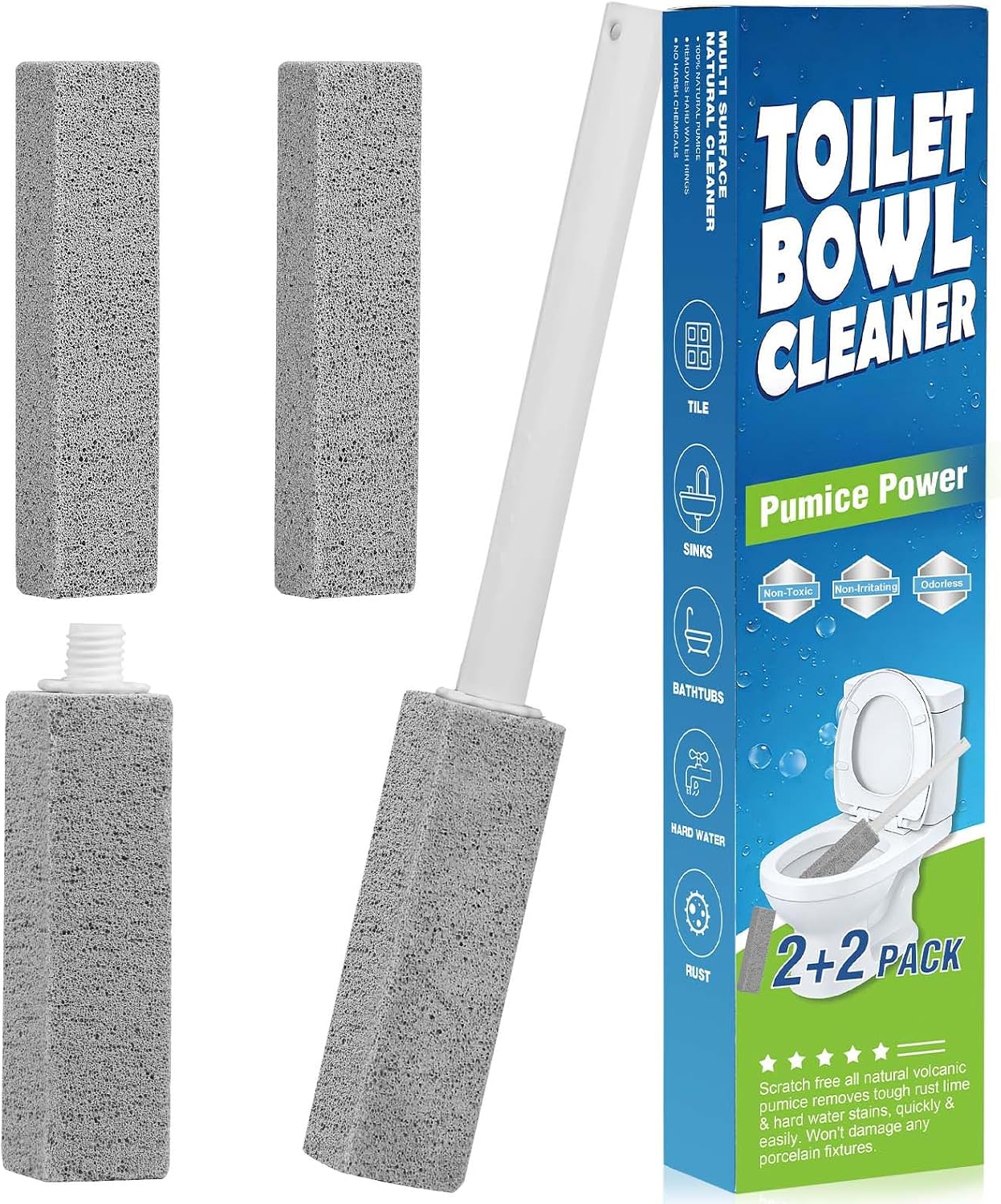 6 Packs Pumice Stone Toilet Bowl Cleaner, Pumice Stone for Cleaning, Powerfully Cleans Hard Water Rings, for Cleaning Toilets, Bathtubs, Grills, Swimming Pools, Sinks