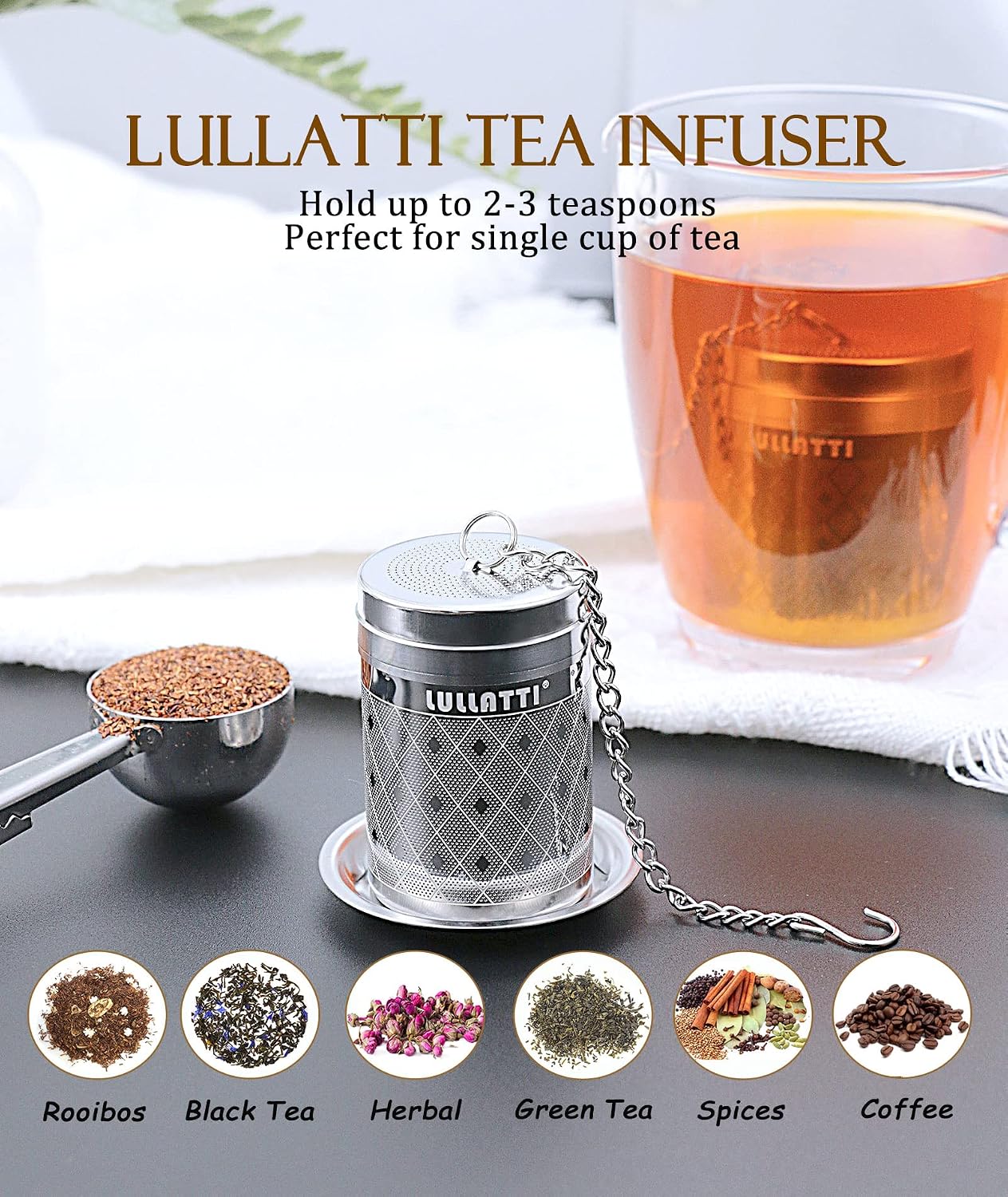 2 Pack 304 Steel Fine Mesh Tea Infusers for Loose Leaf Tea | Versatile for tea, spices & seasonings, fine mesh traps sediment, dishwasher-safe