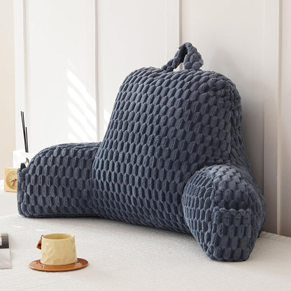 Large Reading Pillow for Adults, Back Support Pillow for Sitting Up in Bed with Arms, Couch for Lounging Bedrest, Pink