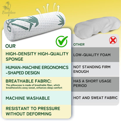 Asatdd Neck Roll Pillow, 2 Pack Foam Cervical Roll Pillow with Breathable Cover for Office Chair, Recliner Rest, and Home and Travel Use, 4" x 17"