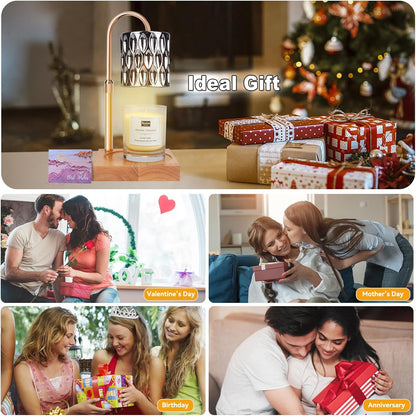 Candle Warmer Lamp with 3 Bulbs, Adjustable Height Dimmable Candle Warmer with Timer, Candle Lamp with Charming Gift Box Ribbon,Birthday Gifts for Women Mom, House Warming Gifts New Home Decor