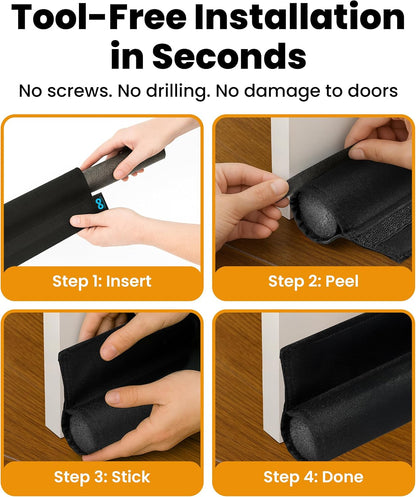 Everlasting Comfort 1 Sided Door Draft Stopper for Bottom of Door - Keeps Cold Air in & Heat Out, 100% Sound Proofing Strip Gap Filler, Quick Install Noise Blocker Sweep for Home - Fits 36" Doors