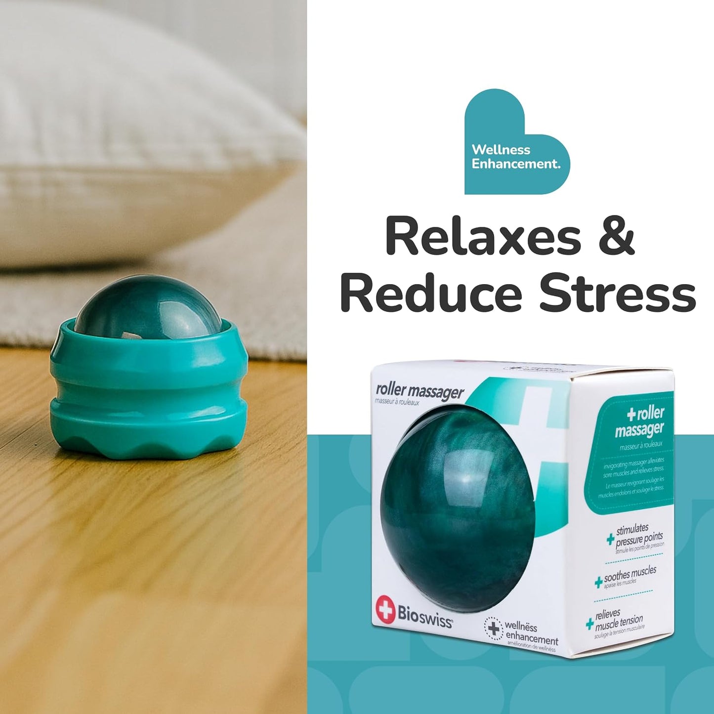 BioSwiss 2-Pack Handheld Full Body Massager, 4-Leg Pressure Point Tool for Back, Neck, and Shoulder, Includes 1 Large and 1 Small