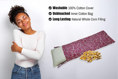 Microwavable Corn Filled Heating Pad and Cold Pack/Washable 100% Cotton Cover (Cross Hatch - Mint, 7.5in W x 11in L)