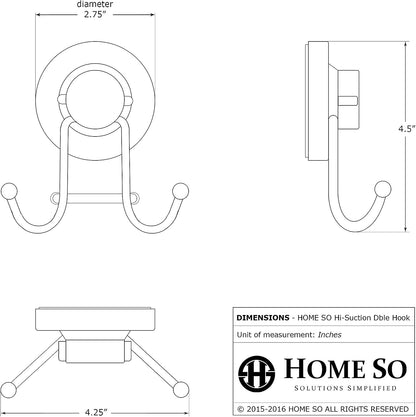 HOME SO Suction Cup Hooks for Shower & Bathroom Towel Holder 1-Pack Chrome | Waterproof Rustproof Multipurpose Organizer Hook for Hanging Loofah Robe Coat Bath Accessories on Tile Glass Door Mirror