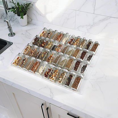Spice Organizer for Drawer, 4 Pcs Clear Acrylic Drawer Seasoning Organizer, Expandable From 11'' to 22'' Spice Drawer Organizer, Ideal for Kitchen Spice Organization (Jars not included)