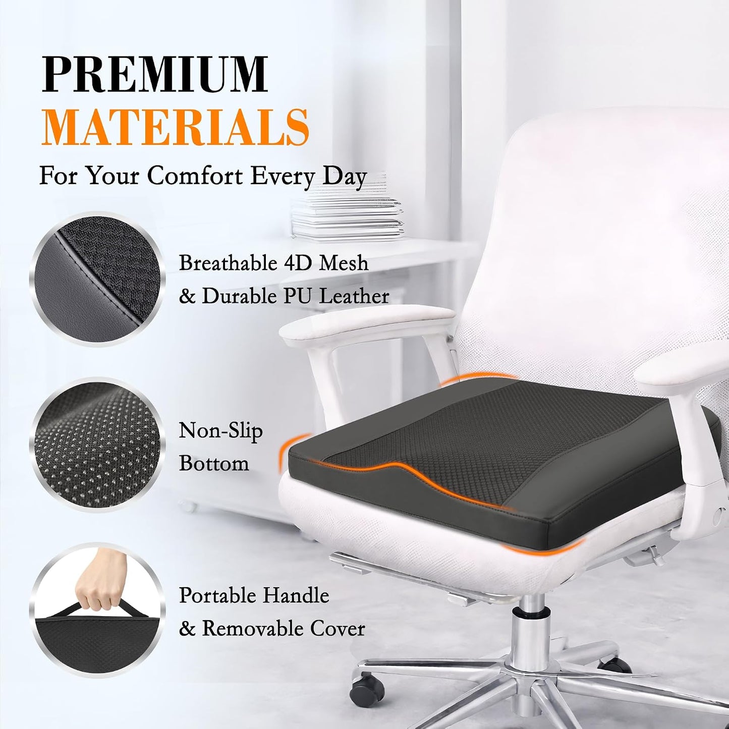 Lofty Aim Car Seat Cushion, Memory Foam Car Seat Cushions for Long Driving | Comfy Car Seat Pillow for Pain Relief, Driver Seat Cushion Adds Height, Butt Cushion for Car, Truck, Office Chair, Black