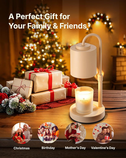 CASTLELIFE Dimmable Candle Warmer Lamp with Timer, Height Adjustable Candle Warmer for Jar Candles, Electric Wax Melt Warmer for Home Decor House Warming Gifts, Birthday Gifts for Women, Black Clear