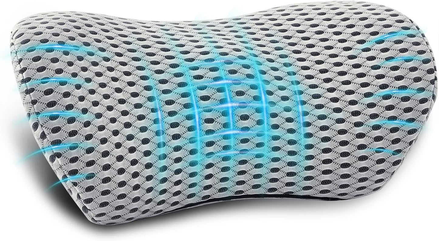 Lumbar Pillow, Memory Foam Lumbar Support Pillow for Office Chair and Car Seat, Ergonomic Streamline Back Pillow for Lower Back Pain Relief, Back Support Pillow for Sitting, Driving, Traveling