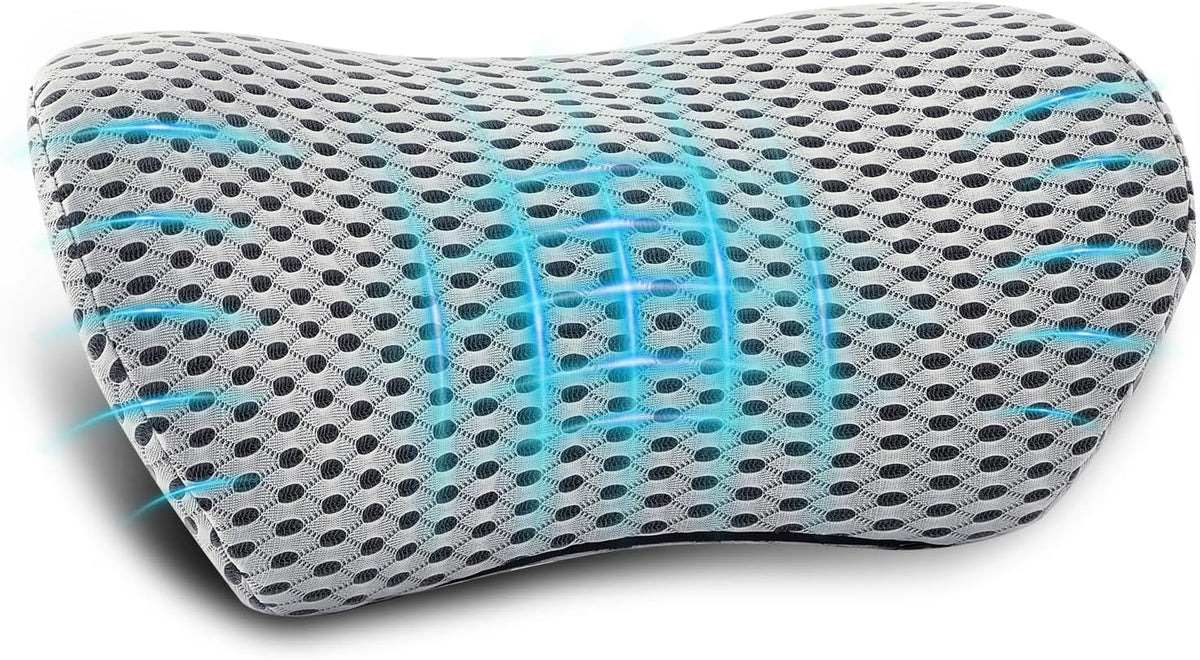 Lumbar Pillow, Memory Foam Lumbar Support Pillow for Office Chair and Car Seat, Ergonomic Streamline Back Pillow for Lower Back Pain Relief, Back Support Pillow for Sitting, Driving, Traveling