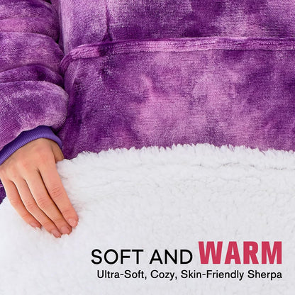 yescool Wearable Blanket Hoodie, Flannel Sherpa Fleece Blanket Sweatshirt for Adults Women Men,One Size Fits All - Colors B