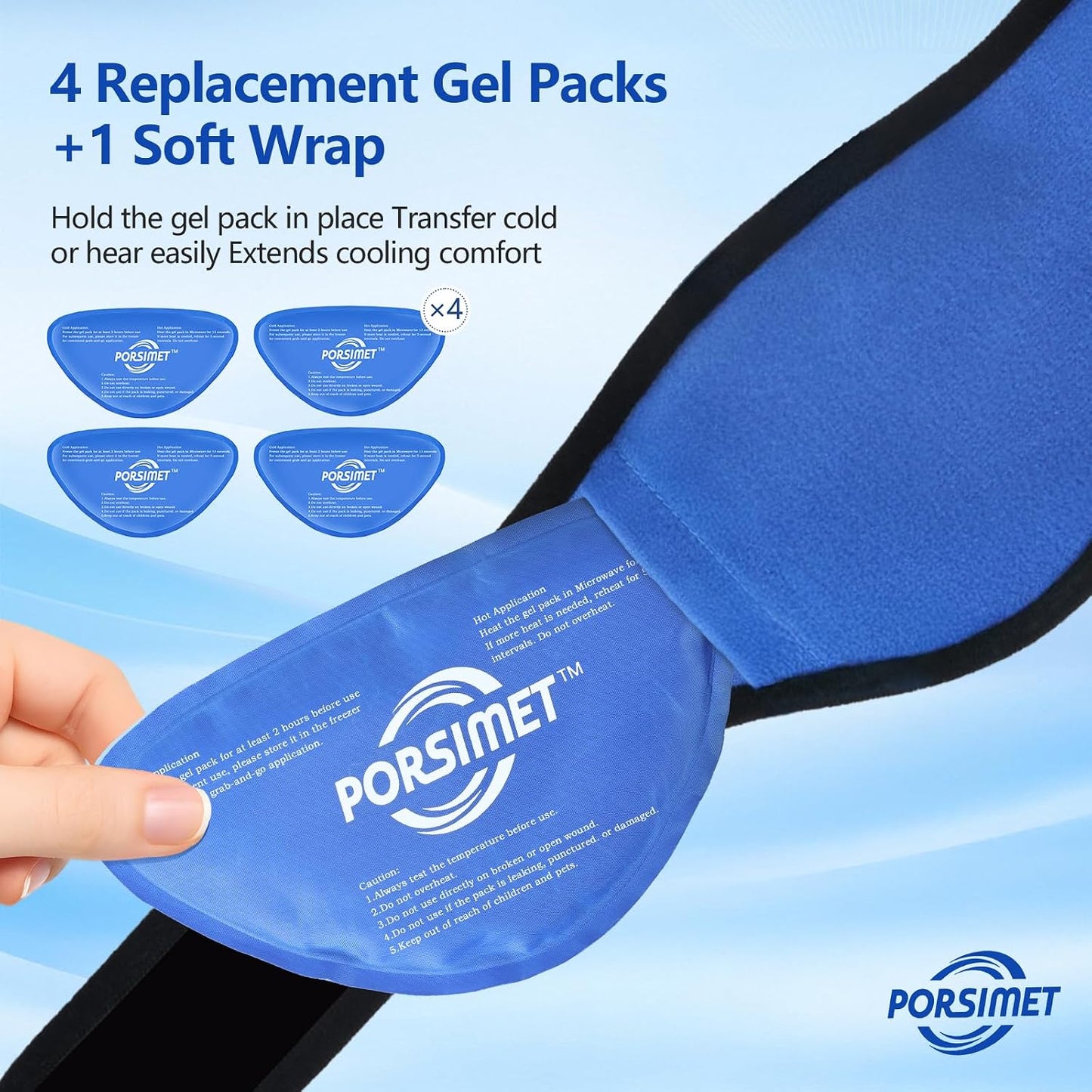 Wisdom Teeth Ice Pack Head Wrap for Face Oral Surgery Recovery, Large Face Ice Pack Jaw Ice Wrap with 4 Hot/Cold Gel Packs for TMJ Relief, Oral Surgery, Tooth Extraction, Dental Implants