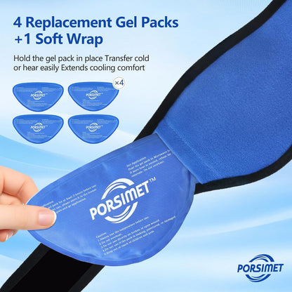 Wisdom Teeth Ice Pack Head Wrap for Face Oral Surgery Recovery, Large Face Ice Pack Jaw Ice Wrap with 4 Hot/Cold Gel Packs for TMJ Relief, Oral Surgery, Tooth Extraction, Dental Implants