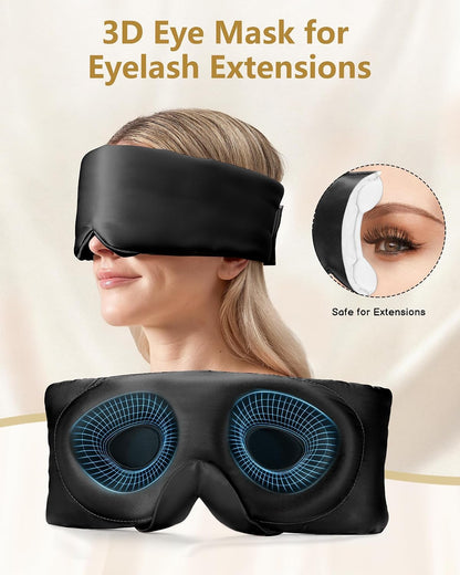 BeeVines Luxury Pure 100% Silk Sleep Mask for Women, 3D Contoured Eye Mask