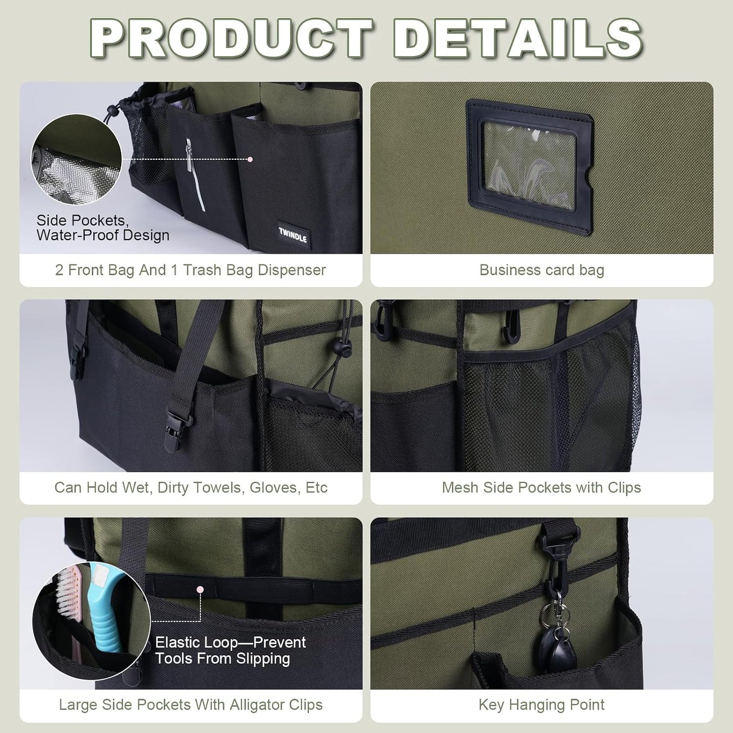 Extra Large Cleaning Caddy Bag with Built-In Support Board, Cleaning Tote Organizer with Removable Divider, Supply Carryall with Adjustable Shoulder Strap and Waist Belt for Cleaners & Housekeeper