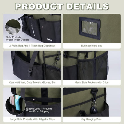 Extra Large Cleaning Caddy Bag with Built-In Support Board, Cleaning Tote Organizer with Removable Divider, Supply Carryall with Adjustable Shoulder Strap and Waist Belt for Cleaners & Housekeeper