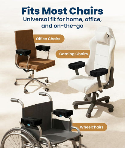 Everlasting Comfort Office Chair & Wheelchair Arm Pads - Memory Foam ArmRest Covers for Desk, Gaming Chair, Arm Pillow Seat Cover Cushions & Protectors to Relieve Pressure for Elbows