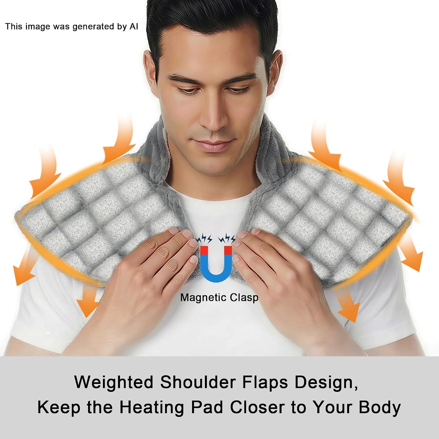 Heating Pad for Neck Shoulder and Back, Extra Large Weighted Electric Heated Wrap for Back Pain Relief with 12 Heat Setting and 8 Auto Shut Off, Stay on Function Hot Heated Pad