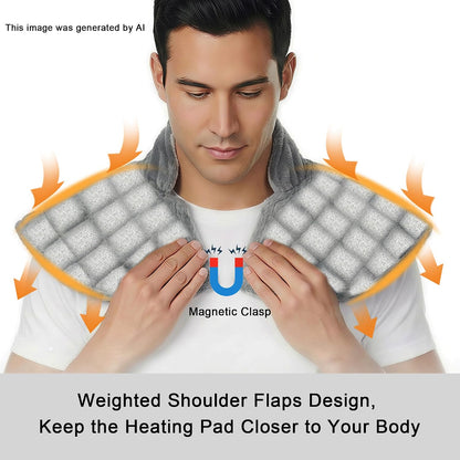 Heating Pad for Neck Shoulder and Back, Extra Large Weighted Electric Heated Wrap for Back Pain Relief with 12 Heat Setting and 8 Auto Shut Off, Stay on Function Hot Heated Pad