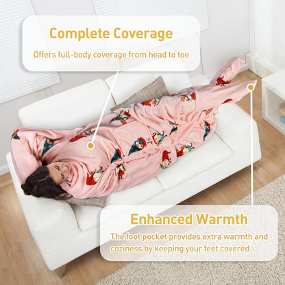 Catalonia Wearable Blanket with Sleeves & Foot Pocket for Adults | Soft Fleece Throw Wrap with Hands-Free Comfort, Perfect for Reading, TV Time & Relaxing, Christmas Gift for Women & Men