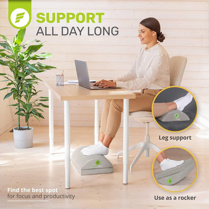 ErgoFoam Foot Rest for Under Desk at Work Adjustable - Chiropractor-Endorsed, High-Density Foam, Velvet (Black)