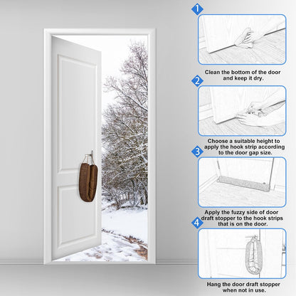 NABOWAN 30" Weighted Under Door Draft Stopper -Triangular Door Draft Blocker with Hook Loops for Easy Install, Save Energy, Home Room Essentials