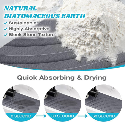 SpaceHacks Stone Faucet Mat for Kitchen Sink 23.7x4 in, Light Gray | Fast Drying Diatomite Stone Drying Mat, Water Splash Guard, Textured Drainage Sink Protector, Suits Bathroom&Kitchen Counter