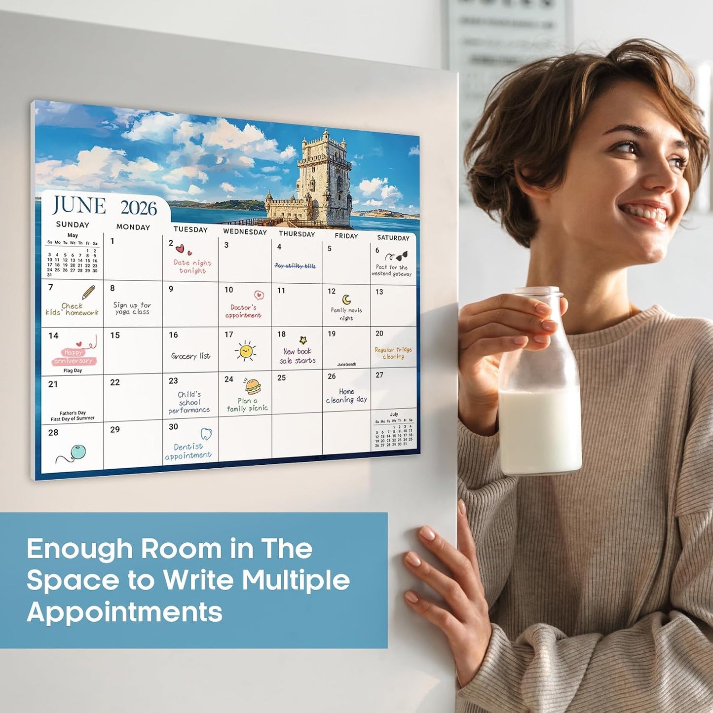 2026-2027 Magnetic Calendar for Refrigerator, Apr 2026-Dec 2027 | 21-Month Fridge Calendar 2026-2027 for Home Planning, Scheduling and Easy Organization, Greenery