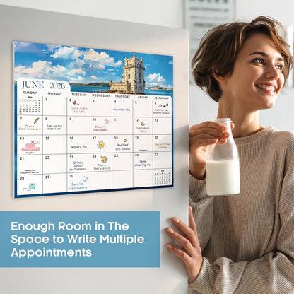 2026-2027 Magnetic Calendar for Refrigerator, Apr 2026-Dec 2027 | 21-Month Fridge Calendar 2026-2027 for Home Planning, Scheduling and Easy Organization, Greenery